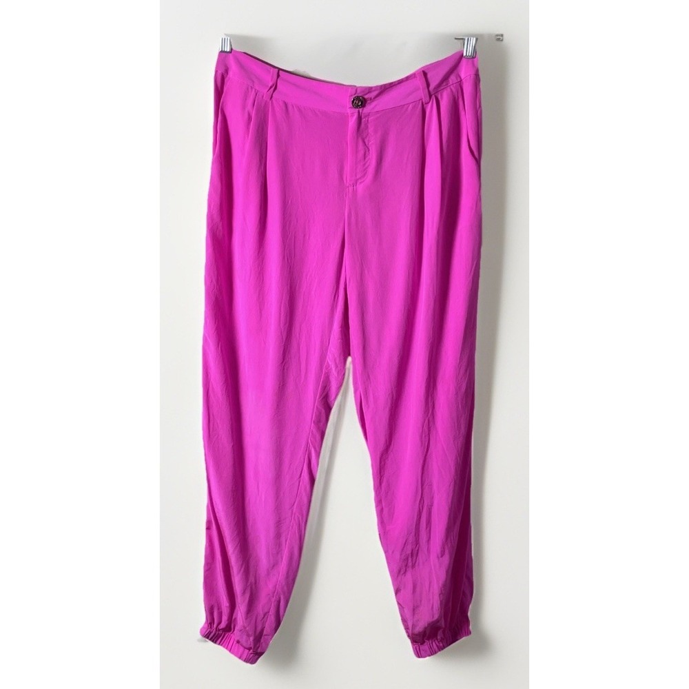 Lilly Pulitzer Hot Pink Silk Joggers Womens Sizeā 6 Lightweight Casual Tropical